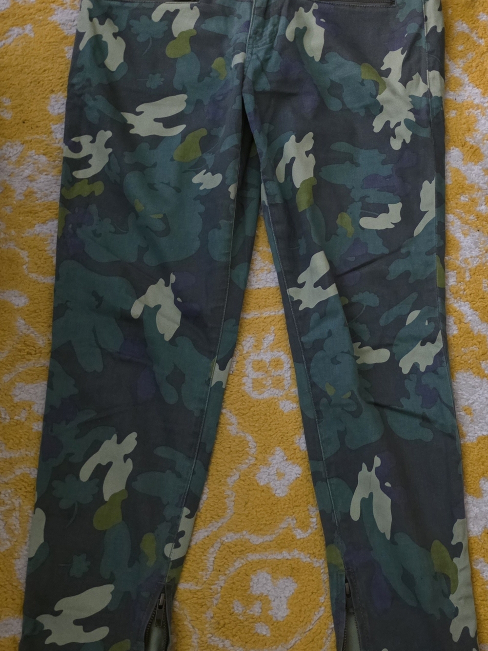 CAbi Green Camouflage Skinny Pants